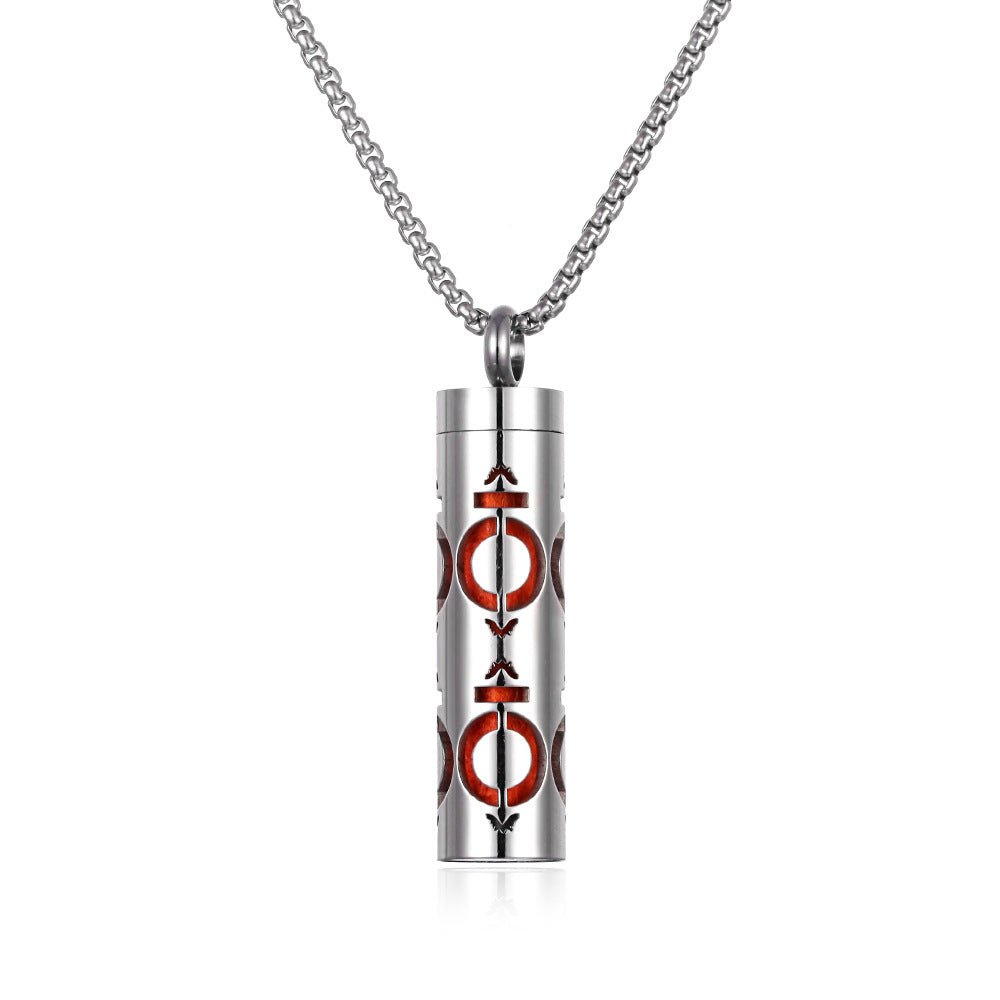 Stainless steel aromatherapy pendant in silver with a chain necklace.