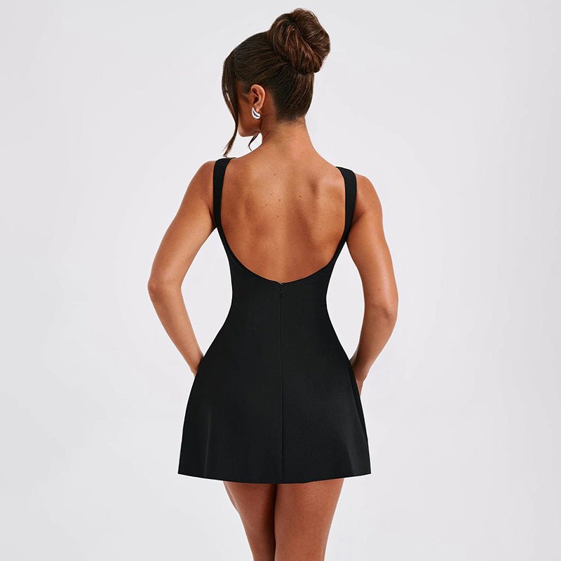 Backless Slip Dress – Sleeveless Summer Mini Dress - @BlackWhite