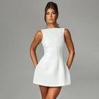 Backless Slip Dress – Sleeveless Summer Mini Dress - @BlackWhite