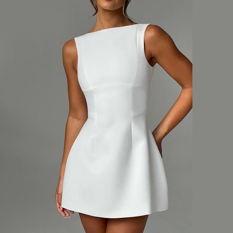 Backless Slip Dress – Sleeveless Summer Mini Dress - @BlackWhite
