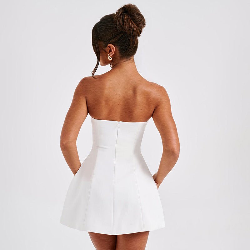 Backless Tube Mini Dress – High Waist Slim Fit Women - @BlackWhite