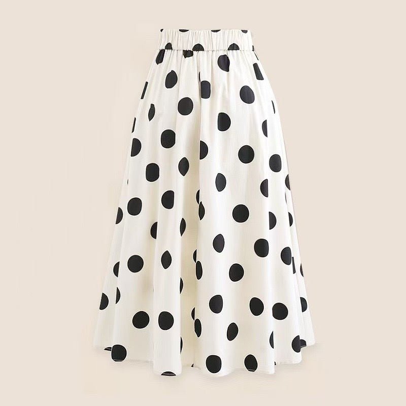 Front view of polka dot bikini skirt from the One-Piece Dots Bikini Suit.