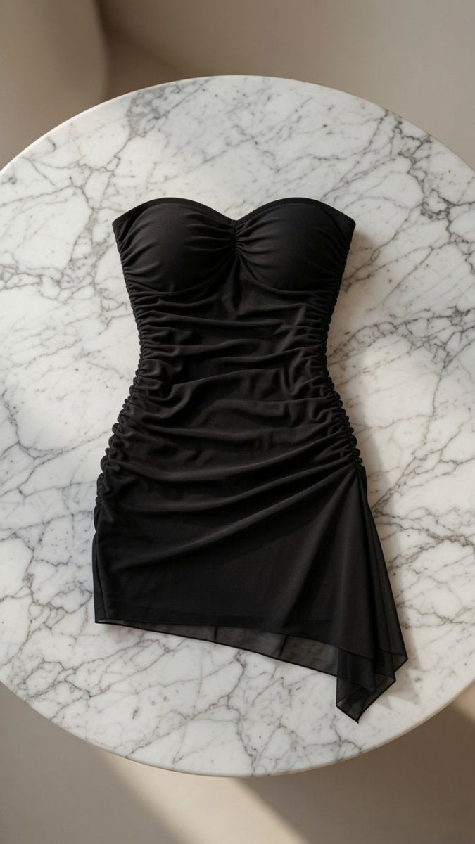 Black Backless Tube Top Mini Dress – Y2K Chic Style - @BlackWhite