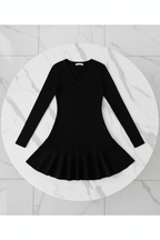 Black Flounced V-Neck Dress – Effortless Chic Style - @BlackWhite