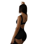 Black High-Waist Pleated Fitness Jumpsuit for Women - @BlackWhite