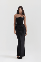 Chic Backless Evening Gown – Timeless Elegance for Her - @BlackWhite