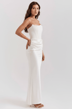 Chic Backless Evening Gown – Timeless Elegance for Her - @BlackWhite