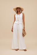 Chic Black and White Lace Top and Wide Leg Pants Set - @BlackWhite