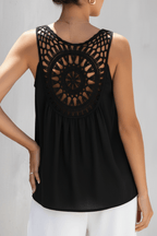 Chic Black and White Lace Top and Wide Leg Pants Set - @BlackWhite