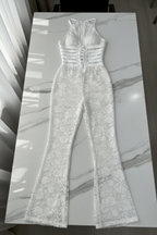 Chic Black and White Lace Up Jumpsuit – Elegant Minimalism - @BlackWhite