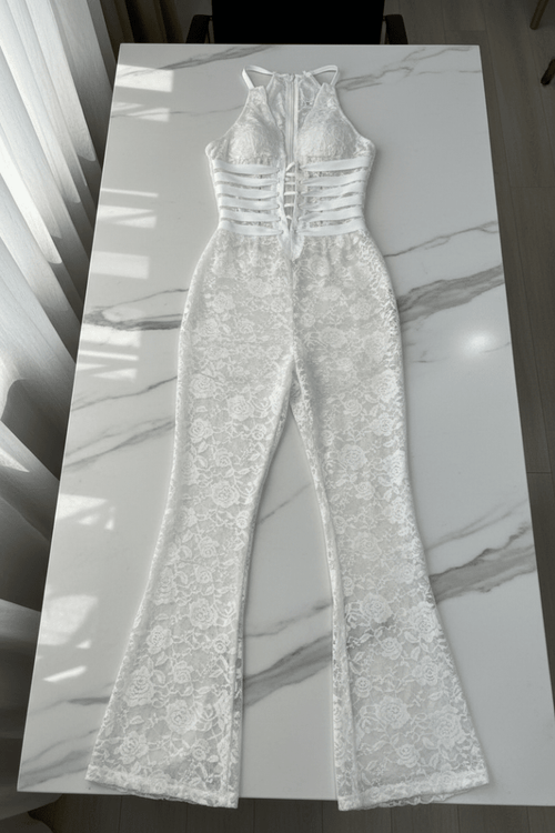Chic Black and White Lace Up Jumpsuit – Elegant Minimalism - @BlackWhite