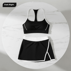 Chic Black and White Yoga Set – Elegant Sportswear Ensemble - @BlackWhite