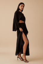 Chic Black Cotton Two-Piece Set – Timeless Elegance - @BlackWhite