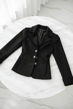 Chic Black Fur Lapel Jacket – Timeless Minimalist Elegance - @BlackWhite