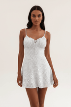 Chic Floral Mini Camisole Dress in Black and White Elegance - @BlackWhite