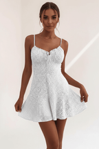 Chic Floral Mini Camisole Dress in Black and White Elegance - @BlackWhite