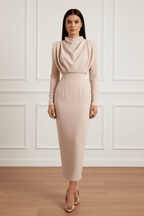 Chic High-Waist Midi Dress in Black and White – Elegant Style - @BlackWhite