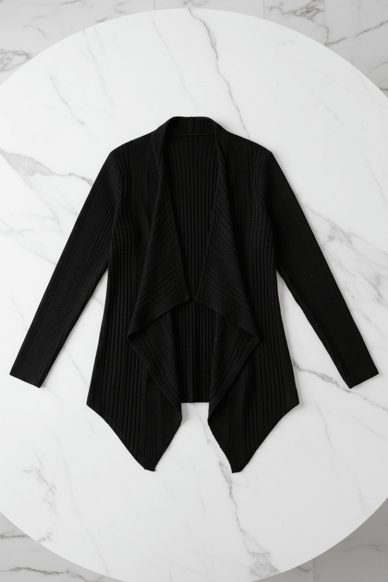 Chic Long Sleeve Open-Front Cardigan – Black & Apricot - @BlackWhite