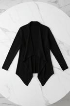 Chic Long Sleeve Open-Front Cardigan – Black & Apricot - @BlackWhite