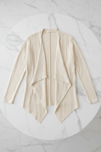 Chic Long Sleeve Open-Front Cardigan – Black & Apricot - @BlackWhite