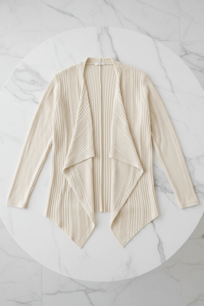 Chic Long Sleeve Open-Front Cardigan – Black & Apricot - @BlackWhite