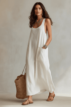 Chic Long Slip Dress in Black and White – Elegant Minimalism - @BlackWhite