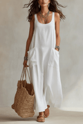 Chic Long Slip Dress in Black and White – Elegant Minimalism - @BlackWhite