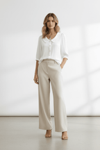 Chic Loose Collared Short Sleeve Blouse – Black & White - @BlackWhite