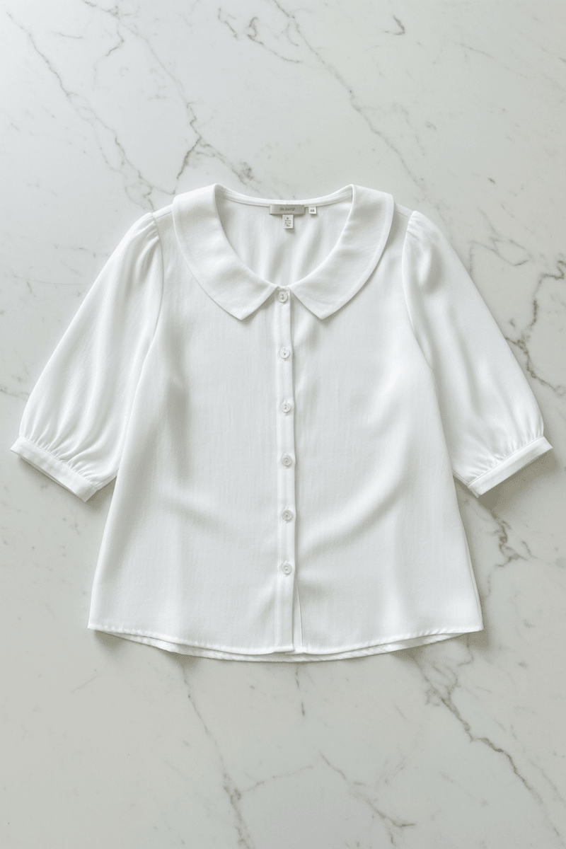 Chic Loose Collared Short Sleeve Blouse – Black & White - @BlackWhite