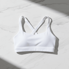 Chic Open Back Double Strap Sports Bra in Black and White - @BlackWhite