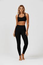 Chic Open Back Double Strap Sports Bra in Black and White - @BlackWhite