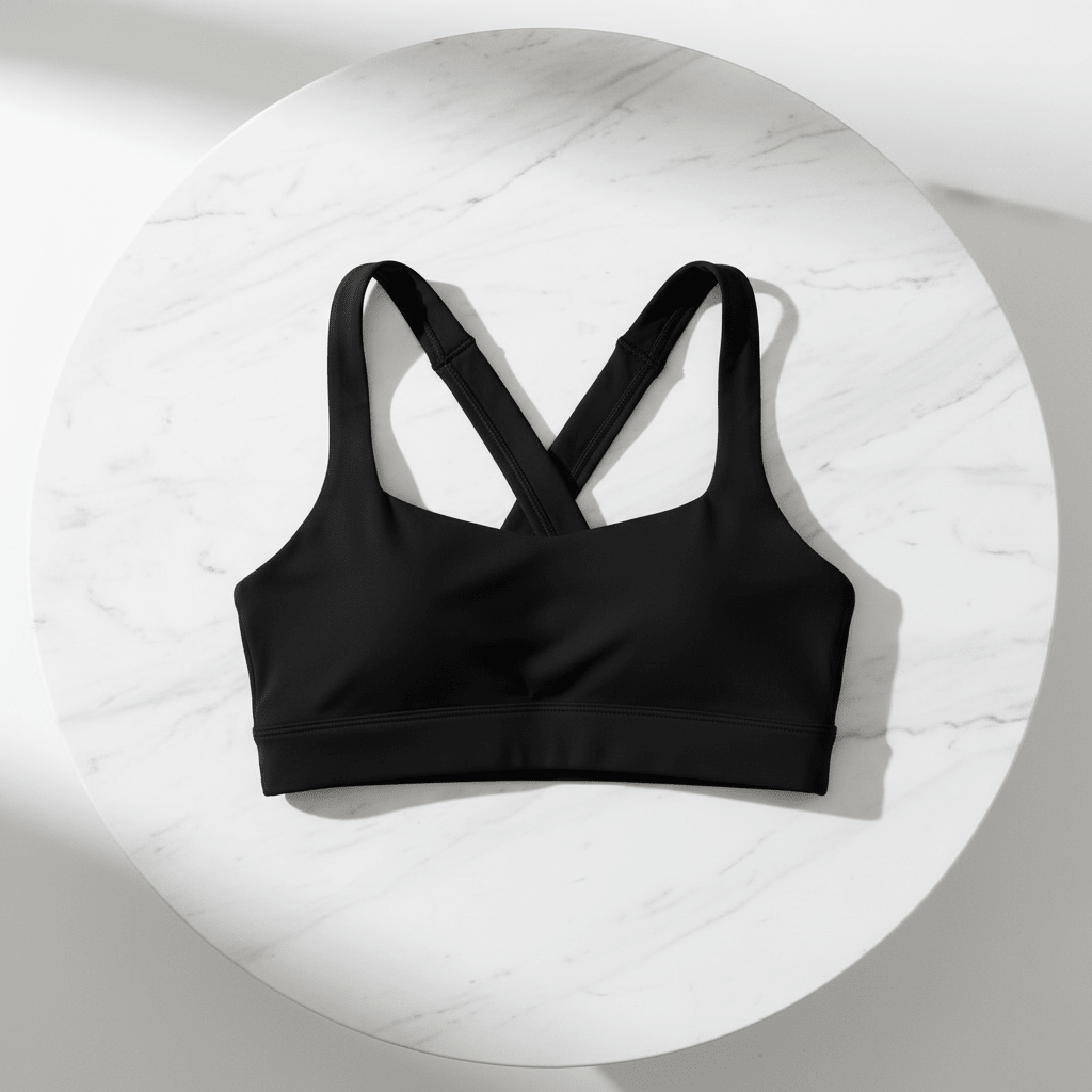 Chic Open Back Double Strap Sports Bra in Black and White - @BlackWhite