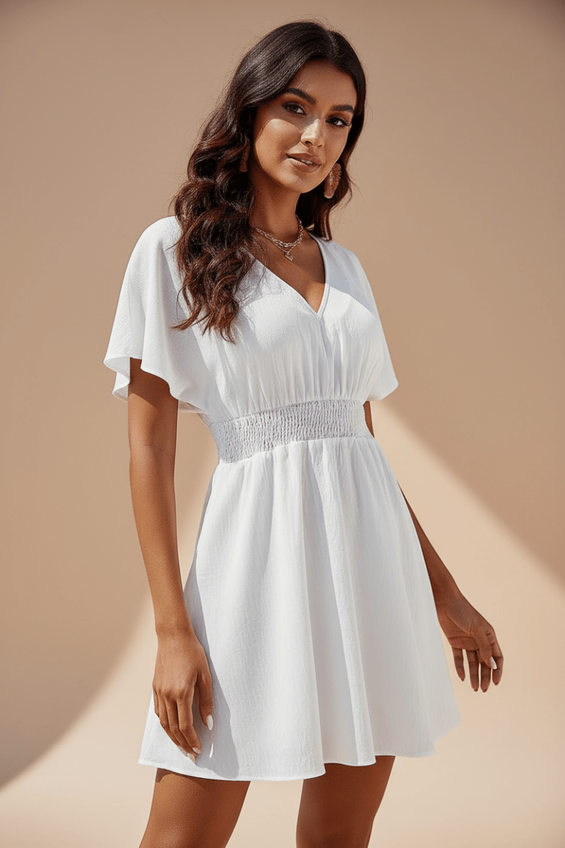 Chic Pleated Chiffon Dress in Black and White – Elegant Style - @BlackWhite