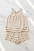 Chic Sleeveless Loose Shorts Set – Black & Apricot - @BlackWhite
