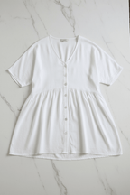 Chic V-Neck Button-Front Mini Dress – Black & White - @BlackWhite
