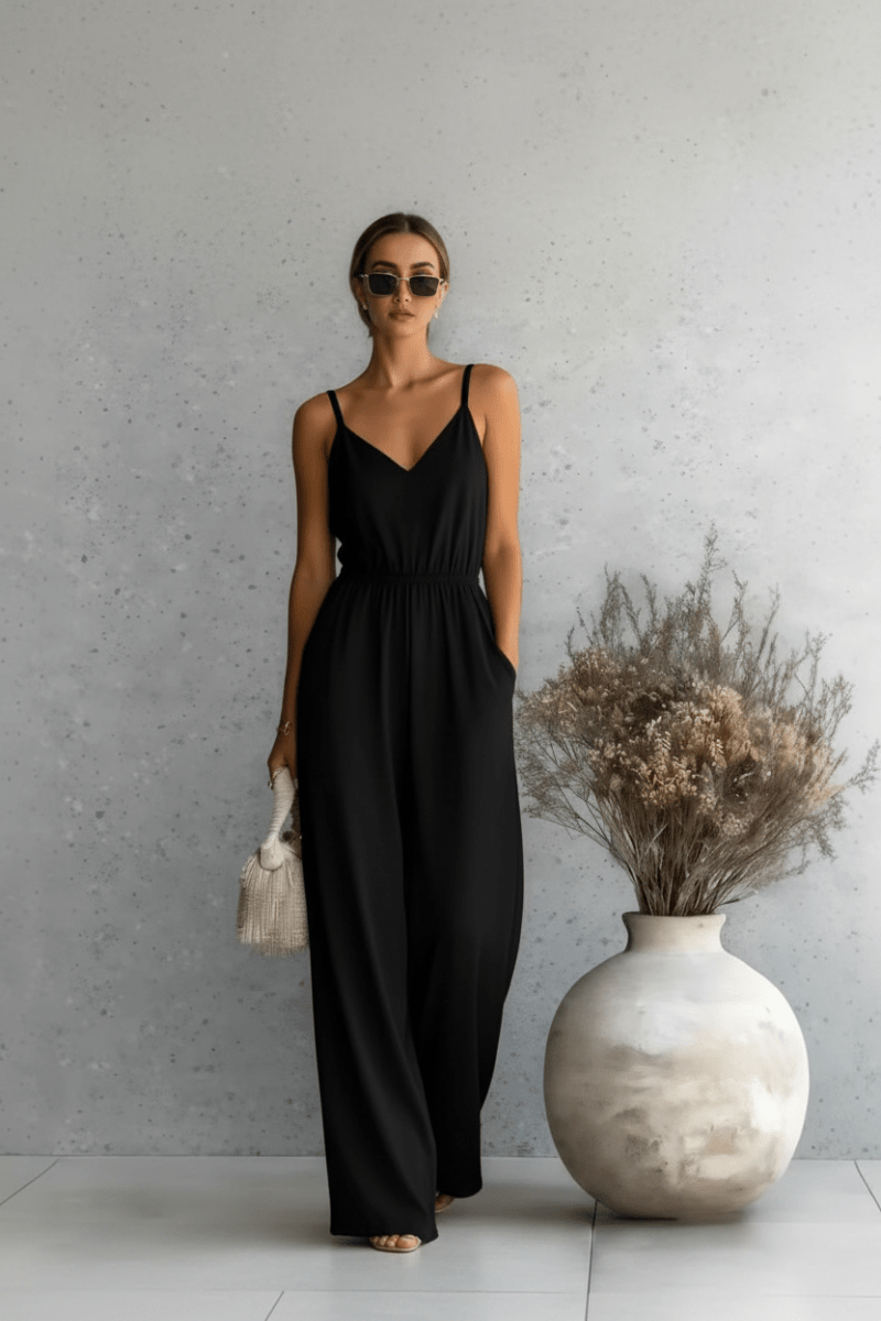 Chic Wide-leg Jumpsuit in Black and White – Effortless Elegance - @BlackWhite