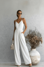 Chic Wide-leg Jumpsuit in Black and White – Effortless Elegance - @BlackWhite