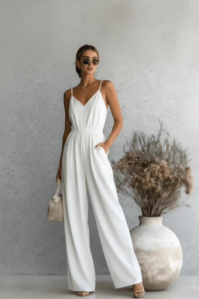 Chic Wide-leg Jumpsuit in Black and White – Effortless Elegance - @BlackWhite
