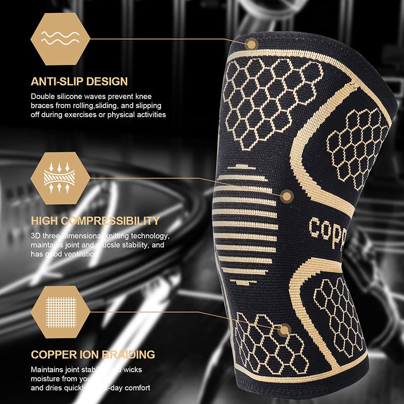 Copper Fiber Knitted Knee Pads – Sport & Fitness Support - @BlackWhite