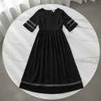 Elegant Black Fishtail Midi Dress with Half Sleeves - @BlackWhite