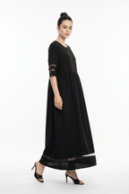 Elegant Black Fishtail Midi Dress with Half Sleeves - @BlackWhite