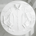 Elegant Pearl Button Long Sleeve Shirt – Black & White - @BlackWhite