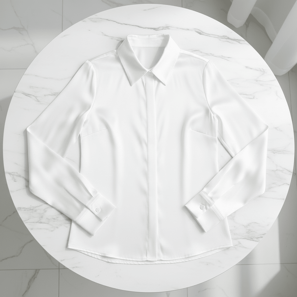 Elegant Pearl Button Long Sleeve Shirt – Black & White - @BlackWhite