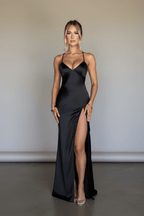 Elegant Satin Backless Dress in Black – Timeless Sensuality - @BlackWhite