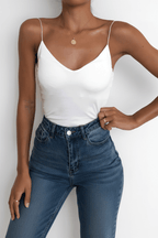 Elegant Satin Camisole in Black – Chic Minimalist Style - @BlackWhite