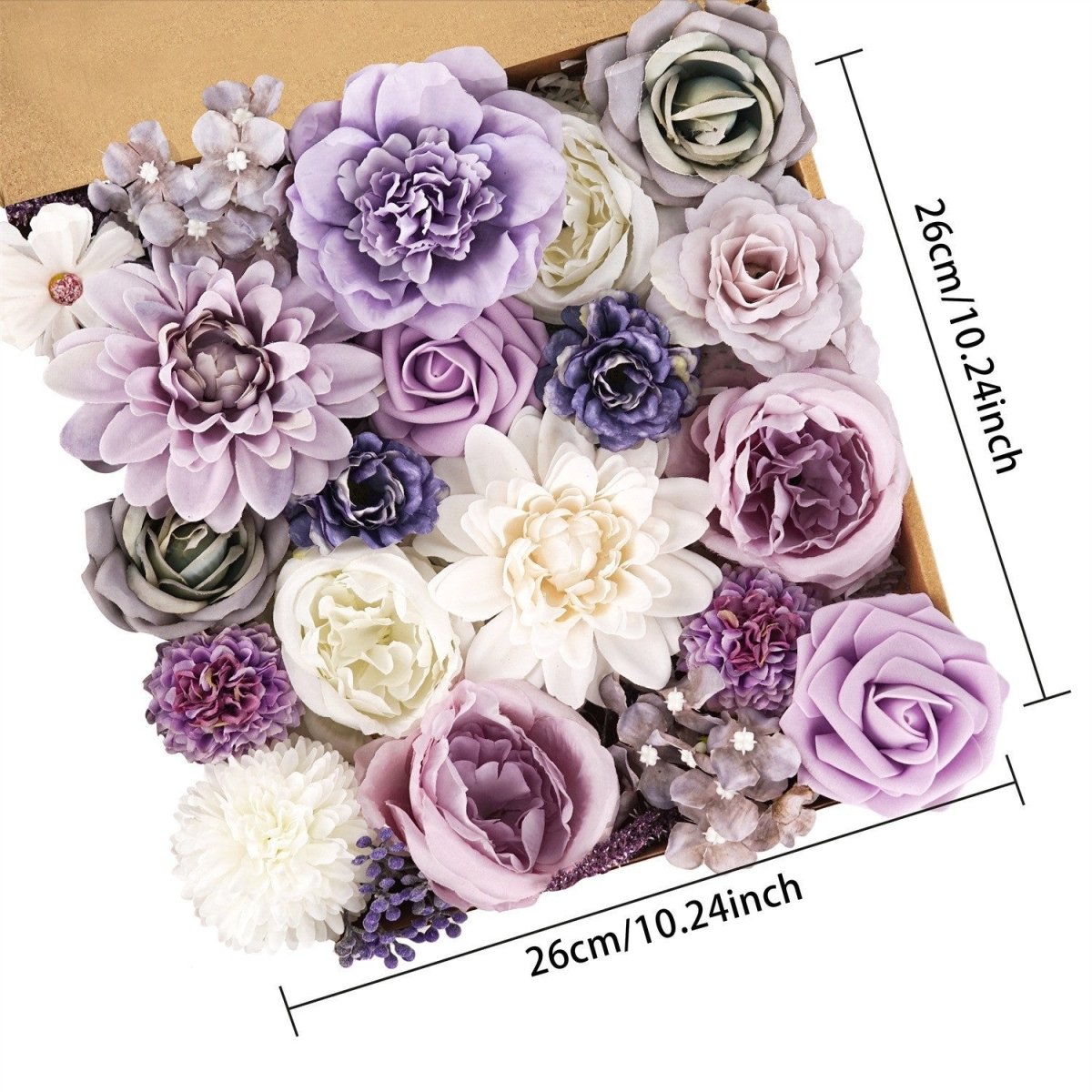Detail view of the silk flower arrangement in the Lotus Pink Champagne Silk Flower Box, showcasing elegance.