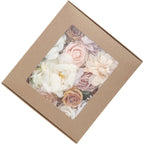 Top view of the Lotus Pink Champagne Rose Silk Flower Box with a variety of flowers elegantly arranged.