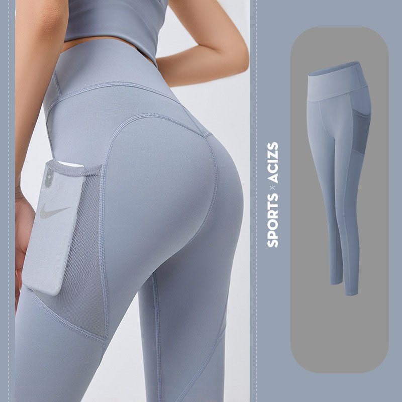 High-Waist Yoga Leggings with Pocket – Tummy Control - @BlackWhite