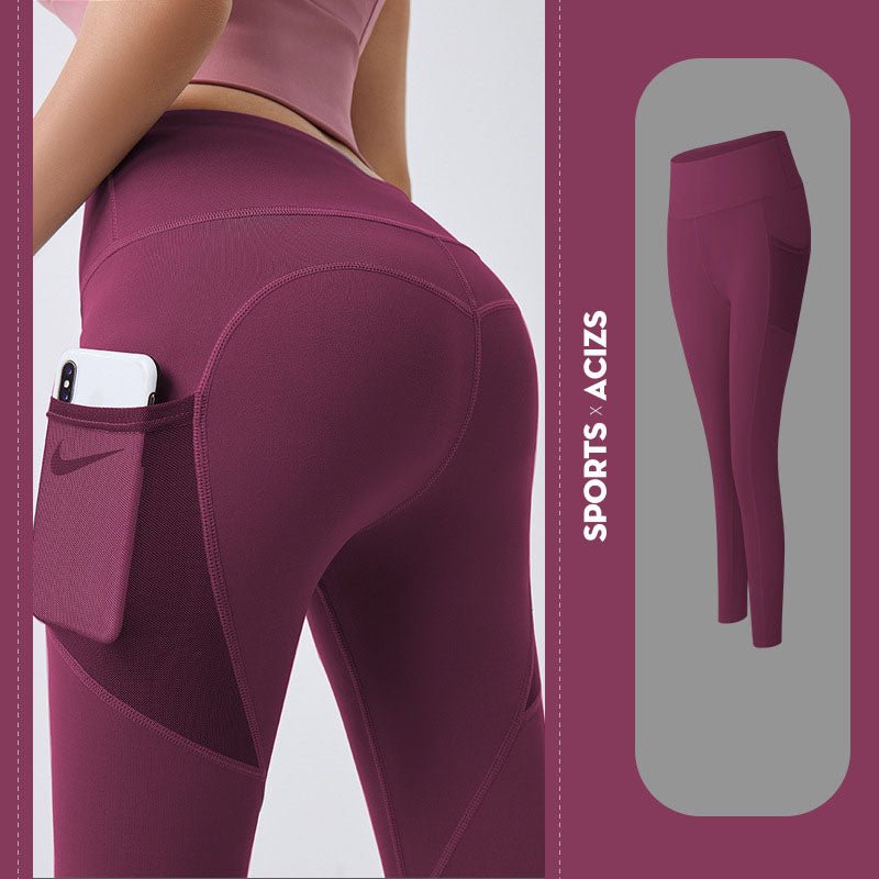 High-Waist Yoga Leggings with Pocket – Tummy Control - @BlackWhite