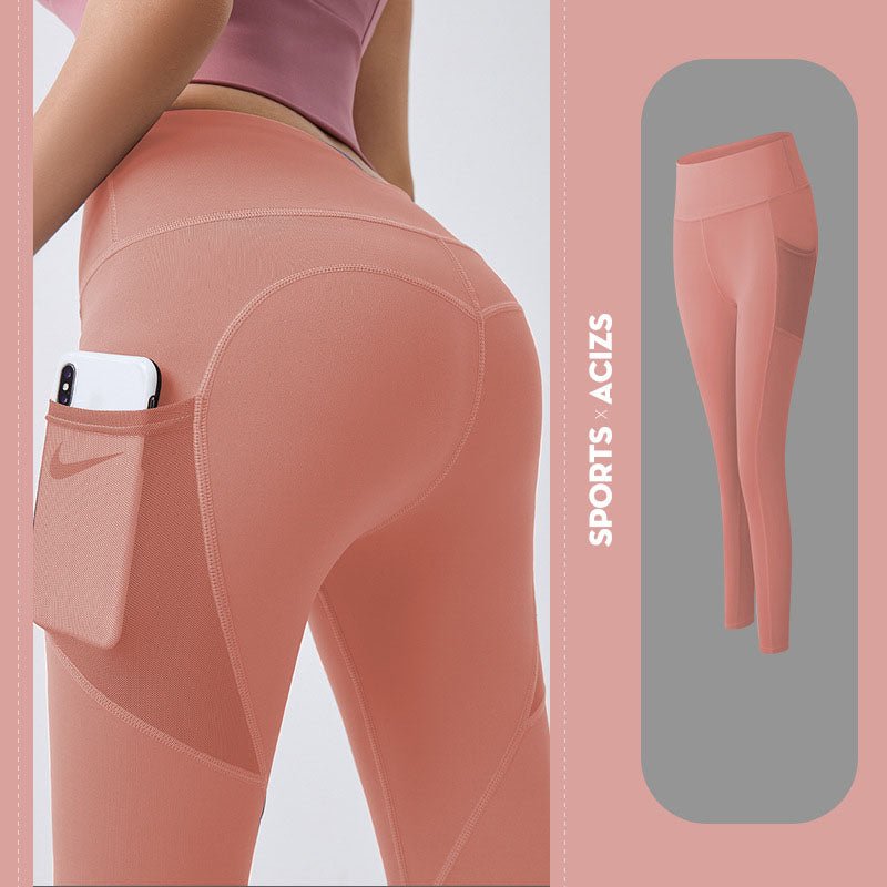 High-Waist Yoga Leggings with Pocket – Tummy Control - @BlackWhite